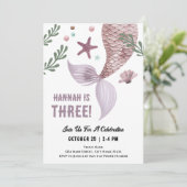 マーメイド3rdバースデーシーパープル招待状 招待状 (スタンド正面)