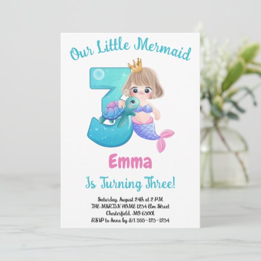 マーメイド3rd誕生日パーティの招待状 招待状 (スタンド正面)