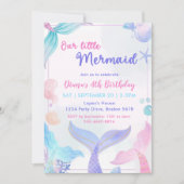 マーメイド4th誕生日カーメイドパーティー 招待状 (正面)