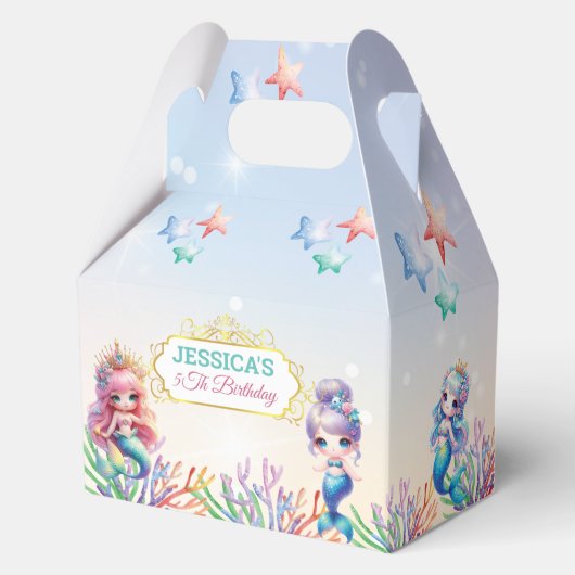 マーメイド5番目の誕生日海中のパーティーありがとう フェイバーボックス (正面)