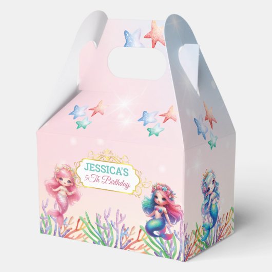 マーメイド5番目の誕生日海中のパーティーありがとう フェイバーボックス (裏面)