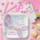 マーメイド5誕生日が5パープルにダイビング ペーパープレート (パーティー)