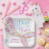 マーメイド5誕生日が5パープルにダイビング ペーパープレート (パーティー)