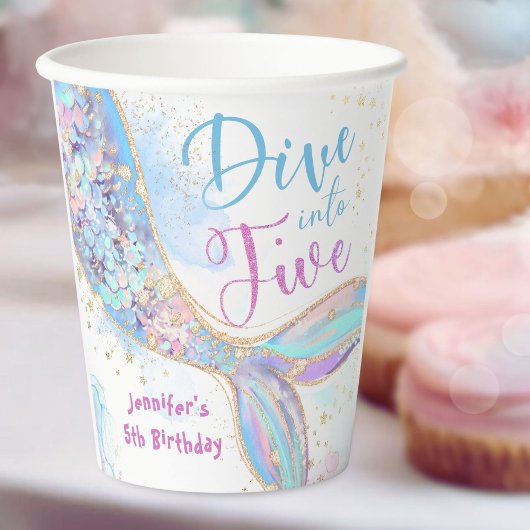 マーメイド5誕生日が5杯に飛び込む紙 紙コップ