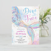 マーメイド5誕生日5人の女の子パーティーにダイビング 招待状 (スタンド正面)