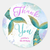 マーメイド5th誕生日ガールズパープルティール（緑がかった色） ラウンドシール (正面)
