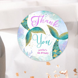マーメイド5th誕生日ガールズパープルティール（緑がかった色） ラウンドシール