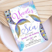 マーメイド5th誕生日ガールピンク金ゴールドザシーズ 招待状