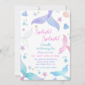 マーメイド6th誕生日ガールスプラッシュスプラッシュパーティー 招待状 (正面)