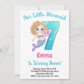マーメイド7th誕生日パーティーの招待状 招待状 (正面)