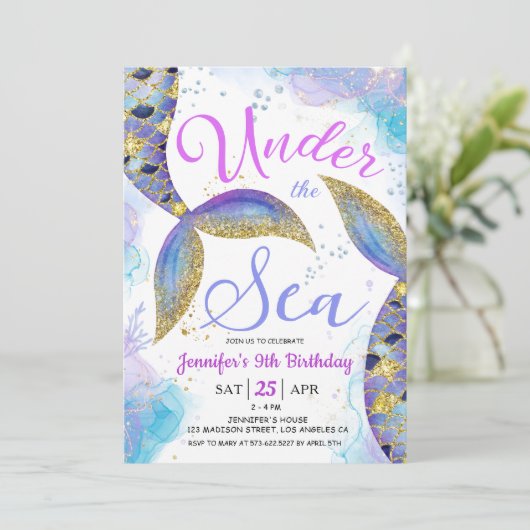 マーメイド9th誕生日ガールアンダーザシー 招待状