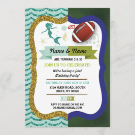 マーメイド&アメリカンフットボールボーイガール誕生日 招待状