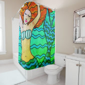マーメイド·ウィズ·オレンジ·ヘア·抽象芸術·アート シャワーカーテン (インサイチュ)