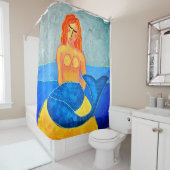 マーメイド・オン・ア・ロック・抽象芸術・アート シャワーカーテン (インサイチュ)