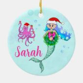 マーメイド&カラフルタコのクリスマスリース セラミックオーナメント (裏面)