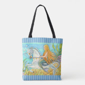 マーメイド&シースタリオンお洒落、ファンタジーユニコーン トートバッグ (裏面)