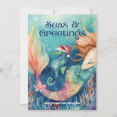 🧜 ♀️マーメイド&シーホースサンタビーチクリスマス シーズンカード (正面)