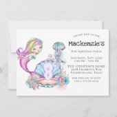 マーメイド シー ライフ | オーダーメイドの年齢の誕生日パーティー 招待状 (正面)