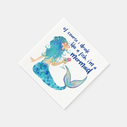 マーメイド シー | 魚のように飲む トロピカルビーチ スタンダードカクテルナプキン (角)