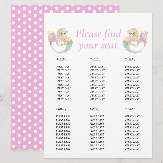 マーメイド  テーブル チャート  ポケ ドット 招待状 (正面/裏面)