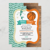 マーメイド&バスケットボールジョイントボーイガール誕生日 招待状 (正面/裏面)