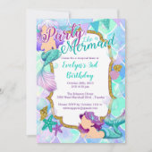 マーメイド·バースデー·パーティー·インビテーション-グリッター·グラム 招待状 (正面)