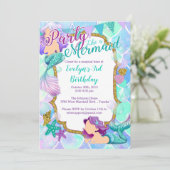 マーメイド·バースデー·パーティー·インビテーション-グリッター·グラム 招待状 (スタンド正面)