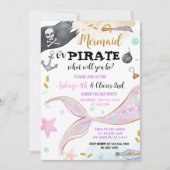 マーメイド&パイレーツ兄弟姉妹ジョイント誕生日 招待状 (正面)