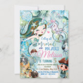 マーメイド&パイレーツ誕生日招待状ユニコーン 招待状 (正面)