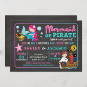 マーメイド&ピレートジョイント誕生日招待状 招待状 (正面/裏面)