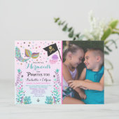 マーメイド&ピレート誕生日兄弟姉妹ボーイガール招待状 招待状 (スタンド正面)