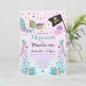 マーメイド&ピレート誕生日兄弟姉妹ボーイガール招待状 招待状 (スタンド正面)
