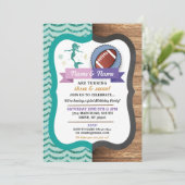 マーメイド&フットボールジョイントボーイガール誕生日招待状 招待状 (スタンド正面)