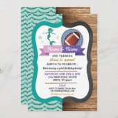 マーメイド&フットボールジョイントボーイガール誕生日招待状 招待状 (正面/裏面)