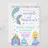 マーメイド&プリンセスガールの誕生日の招待。 招待状 (正面)