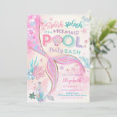 マーメイド プールパーティー 誕生日招待状 招待状 (スタンド正面)