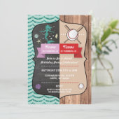 マーメイド&ベースボールジョイントボーイガール誕生日招待状 招待状 (スタンド正面)