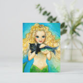 マーメイド、マーキャット絵を描アートのポストカード ポストカード (スタンド正面)