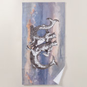 マーメイド&マーマンイン海空 ビーチタオル (正面)