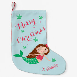 マーメイド メリークリスマス パーソナライズドアクア スモールクリスマスストッキング