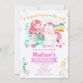 マーメイド&ユニコーンマジカル誕生日招待状 招待状 (正面)