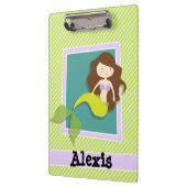 マーメイド、ライムグリーンとホワイトのストライプ クリップボード (左)