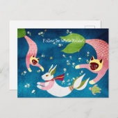 マーメイド・ラビットキャッツ年賀はがき ポストカード (正面/裏面)