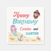 マーメイド&海賊共同誕生日パーティー任意の年齢 スタンダードカクテルナプキン (正面)