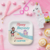 マーメイド&海賊共同誕生日パーティー任意の年齢 ペーパープレート (パーティー)