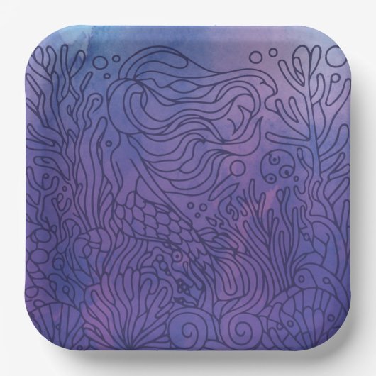 マーメイド – 紫 ペーパープレート (正面)
