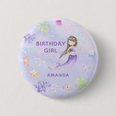 マーメイド 誕生日 女の子 缶バッジ (正面)