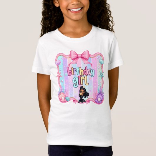 マーメイド 誕生日 女の子 Tシャツ (正面)
