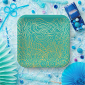 マーメイド – 金ゴールド ペーパープレート (パーティー)