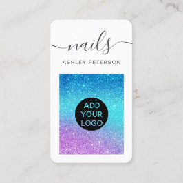 マーメイモダンドグリッターパープルブルー爪、 ネイル 名刺